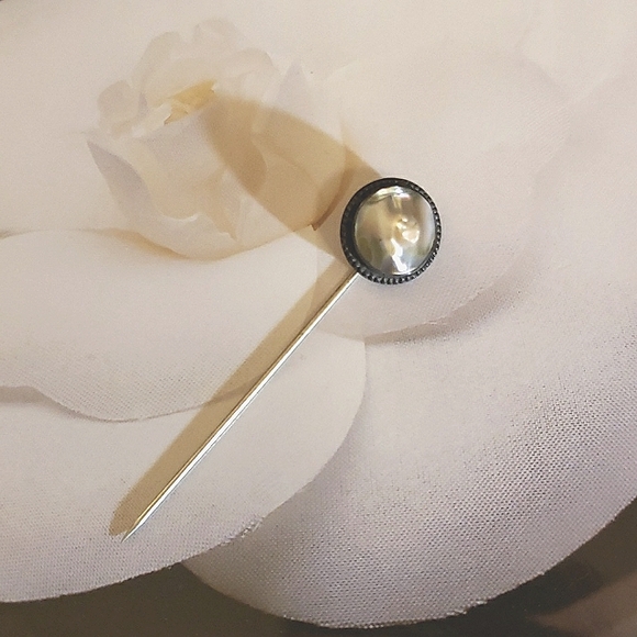Antique Blister Pearl Sterling Stickpin - Picture 3 of 6